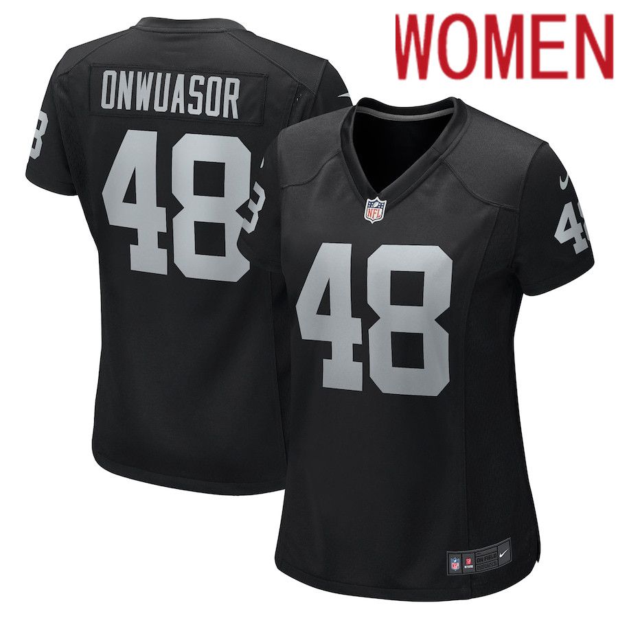 Women Oakland Raiders #48 Patrick Onwuasor Nike Black Game NFL Jersey->women nfl jersey->Women Jersey